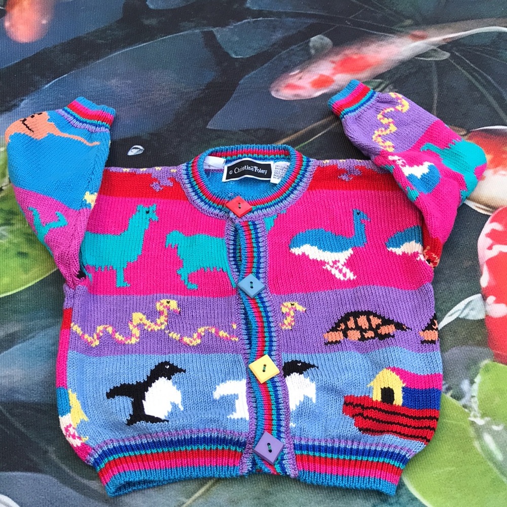 🐲💙 Christine Foley Multicolor Animal Print Sweater